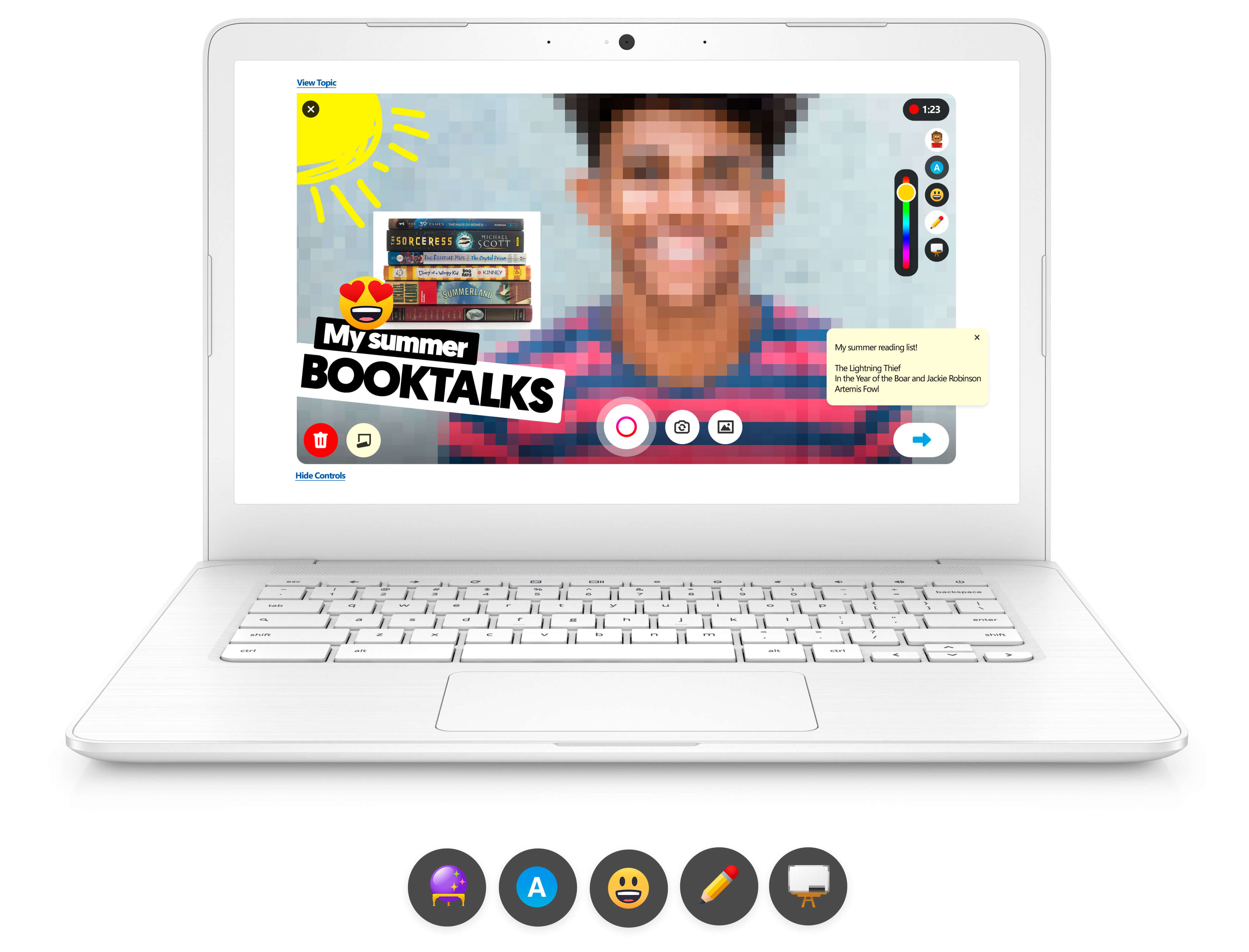 Laptop showing the Flipgrid camera